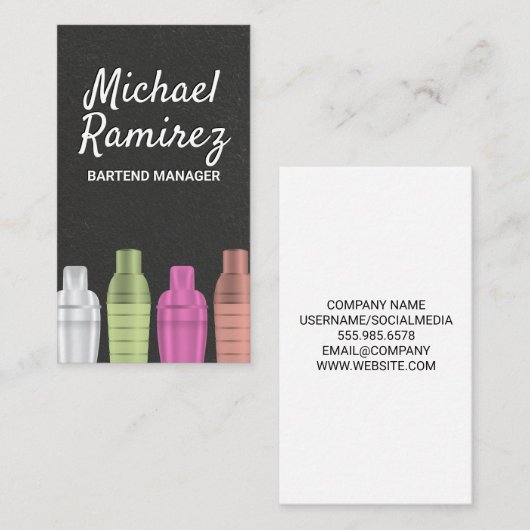 Cocktail Shakers Visitenkarte (Vorne/Hinten)