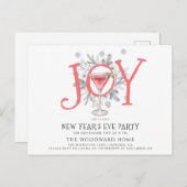Cocktail Silvester Party Einladung Postkarte (Vorne/Hinten)