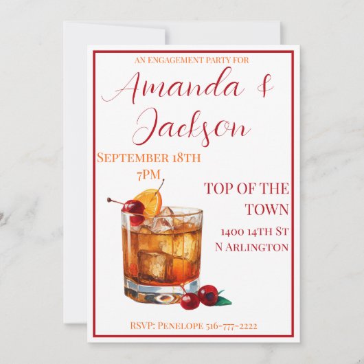 Cocktail-Skript für die alte Mode der Engagement-P Einladung (Vorderseite)