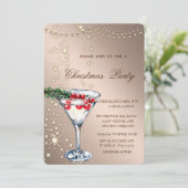 Cocktail, Sparkass, Lights, Rose Gold Weihnachtsfe Einladung (Stehend Vorderseite)