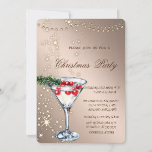 Cocktail, Sparkass, Lights, Rose Gold Weihnachtsfe Einladung