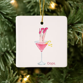 Cocktail-Spaß der Frauen, Funny Pink Illustration Keramikornament