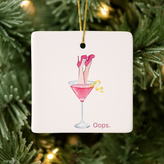 Cocktail-Spaß der Frauen, Funny Pink Illustration Keramikornament