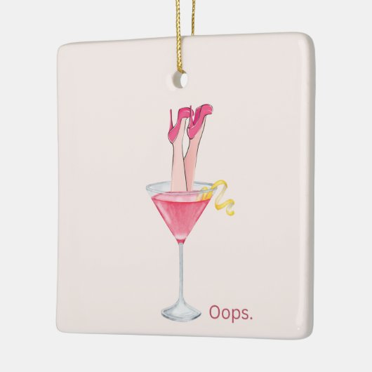 Cocktail-Spaß der Frauen, Funny Pink Illustration Keramikornament (Links)