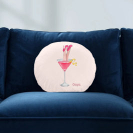 Cocktail-Spaß für Frauen, Illustration zu Rosa Dri Rundes Kissen