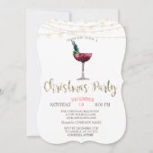 Cocktail, String Lights Gold Weihnachtsgesellschaf Einladung (Vorderseite)