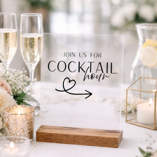 Cocktail-Stunde Hochzeitsschild zum Ausdrucken – E Acrylschild