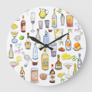 Cocktail-Stunden-Uhr Große Wanduhr