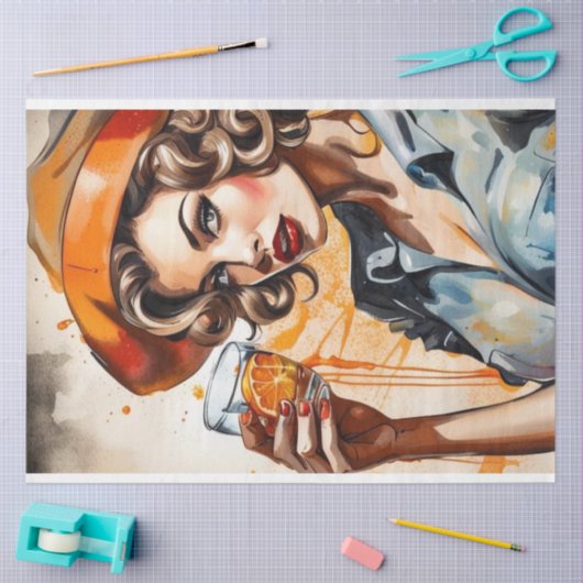 Cocktail-Süssen - altmodische Schönheitsdekoupage Seidenpapier (Basteln)