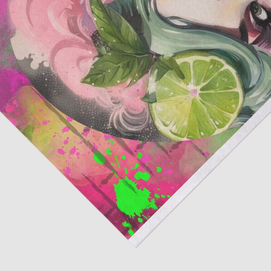 Cocktail-Süssen - Rosa Mojito Graffiti Decoupage Seidenpapier (Ausschnitt)