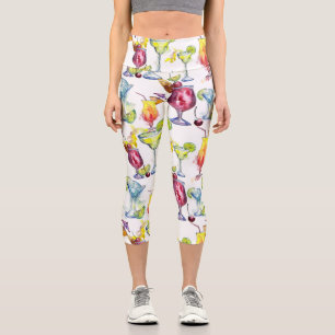 Cocktail Tropical Drinks Aquarellmuster Capri Leggings