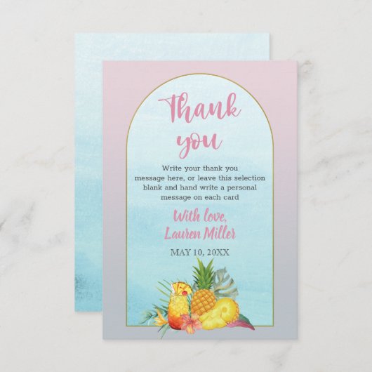 Cocktail Tropical Drinks Poolside Brautparty Dankeskarte (Vorne/Hinten)