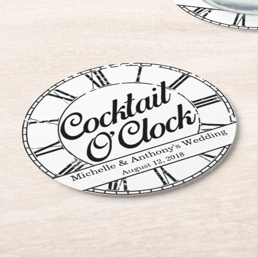 Cocktail-Uhr-Untersetzer Runder Pappuntersetzer (Angewinkelt)