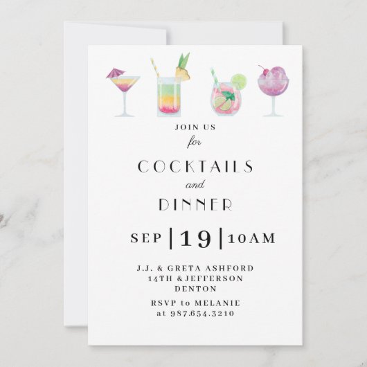 Cocktail- und Getränk-Party Einladung (Vorderseite)