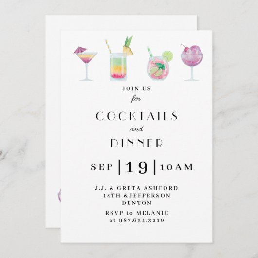 Cocktail- und Getränk-Party Einladung (Vorne/Hinten)