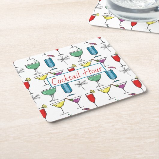 Cocktail-Untersetzer für gemischte Getränke Rechteckiger Pappuntersetzer (angewinkelt)