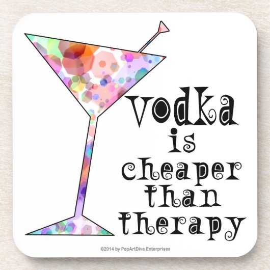 COCKTAIL-UNTERSETZER-SETS, WODKA BILLIGER ALS UNTERSETZER (Vorderseite)