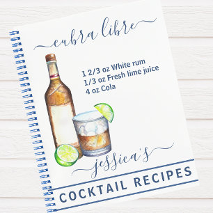 Cocktail-Wasserfarben-Rezept Mischgetränke Rum Notizblock