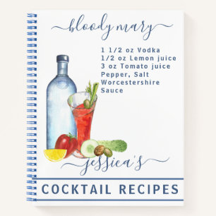 Cocktail Wasserfarben Rezept Mixed Drink Bloody Ma Notizblock
