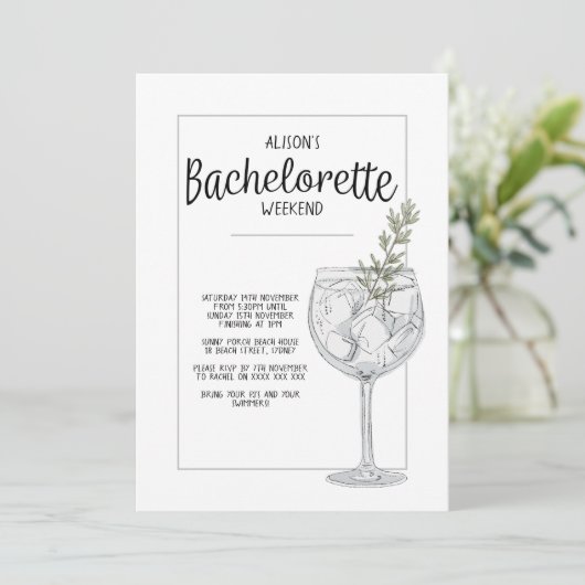 Cocktail-Watercolor Geachter Junggeselinnen-Abschi Einladung (Stehend Vorderseite)