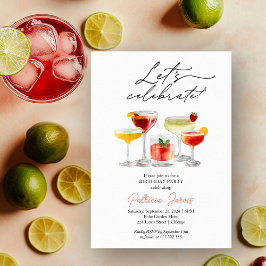 Cocktail Watercolor Geburtstagsfeierlichkeiten Einladung