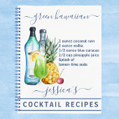 Cocktail Watercolor Rezept Gemischte Getränke nach Notizblock