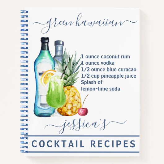 Cocktail Watercolor Rezept Gemischte Getränke nach Notizblock (Vorderseite)