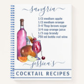 Cocktail Watercolor Rezept Gemischte Getränke Sang Notizblock (Vorderseite)