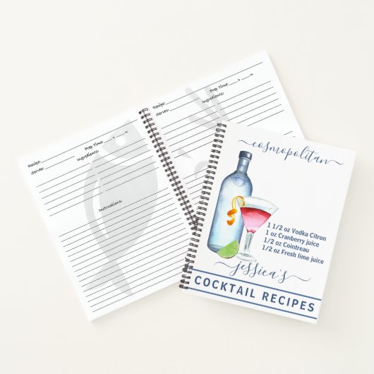 Cocktail Watercolor Rezept Getränke Vodka Notizblock (Innenseite)