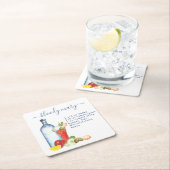 Cocktail Watercolor Rezept Mixed Drink Bloody Mary Rechteckiger Pappuntersetzer (Vor Ort)