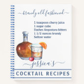 Cocktail Watercolor Rezept Mixed Drinks Brandy Notizblock (Vorderseite)