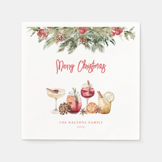 Cocktail Weihnachts-Party Serviette (Vorderseite)