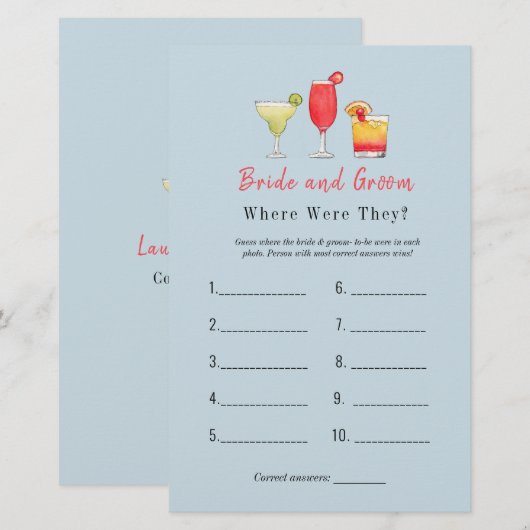 Cocktail "Wo waren sie?" Brautparty (Vorne/Hinten)