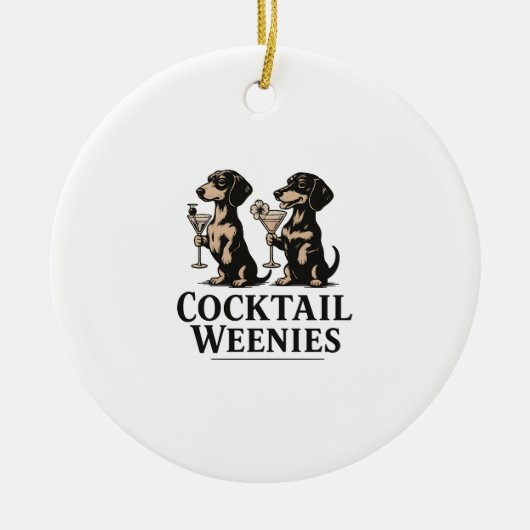 Cocktail-Würstchen Lustiger Dachshund Dackel Keramik Ornament (Vorne)