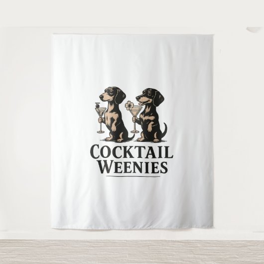 Cocktail-Würstchen Lustiger Dachshund Dackel Wandteppich (Vorderseite)