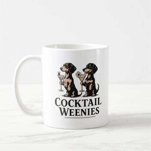 Cocktail-Würstchen Lustiger Dackel Wiener Hund Kaffeetasse (Links)