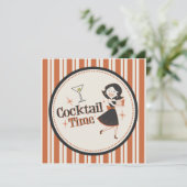 Cocktail-Zeit-Einladung - Streifen Einladung (Stehend Vorderseite)