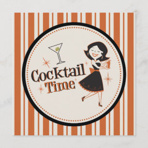 Cocktail-Zeit-Einladung - Streifen Einladung