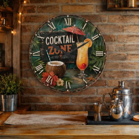 Cocktail Zone Tropical Große Wanduhr