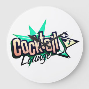 Cocktailbar Martini Retro Vintage Spirituosenbar Große Wanduhr