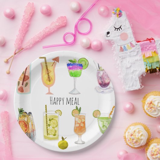 Cocktailbar mit Aquarellfarbe Pappteller (Party)