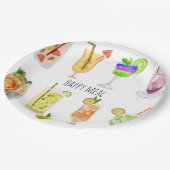 Cocktailbar mit Aquarellfarbe Pappteller (Schrägansicht)