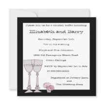 Cocktailbüffet Einladung in Schwarz-Weiß