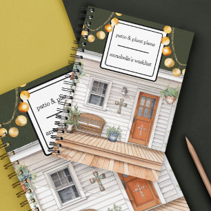 Cocktailcore-Front-Porsche mit Pflanze Notizblock