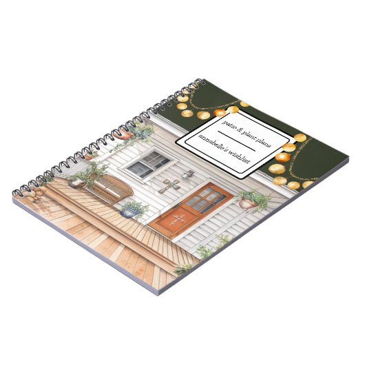 Cocktailcore-Front-Porsche mit Pflanze Notizblock (Linke Seite)