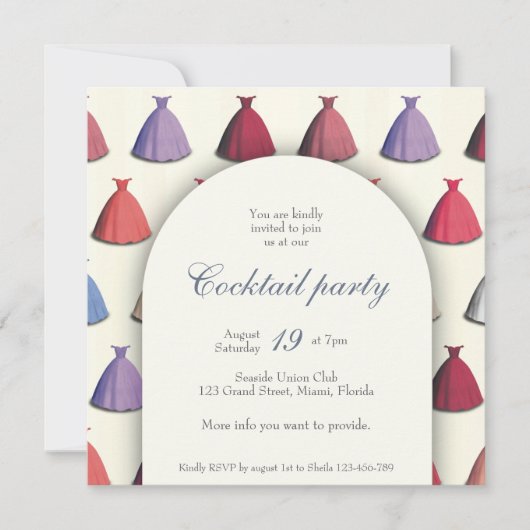 Cocktailgarten Brautkleid Party Einladung (Vorderseite)