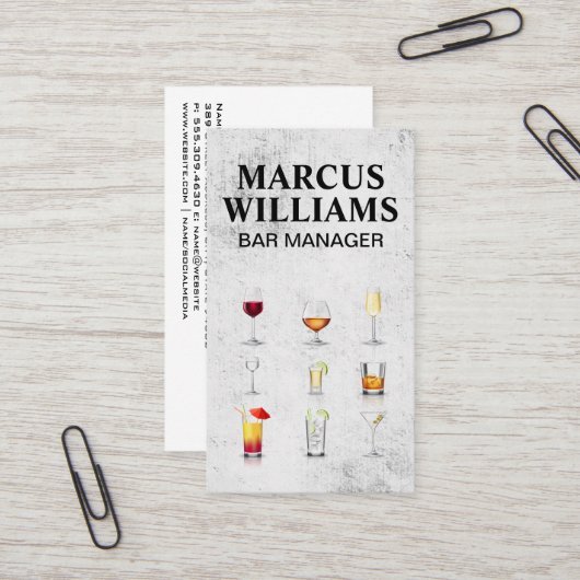 Cocktailgetränke Visitenkarte (Vorderseite/Rückseite Beispiel)