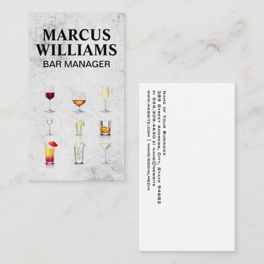Cocktailgetränke Visitenkarte (Vorne/Hinten)