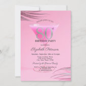 Cocktailglas Rosa 80. Geburtstag Einladung (Vorderseite)