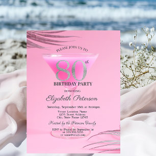 Cocktailglas Rosa 80. Geburtstag Einladung